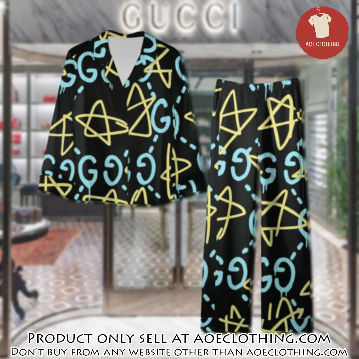 Trending luxury gc satin pajama set pjs1066 aoe2603760